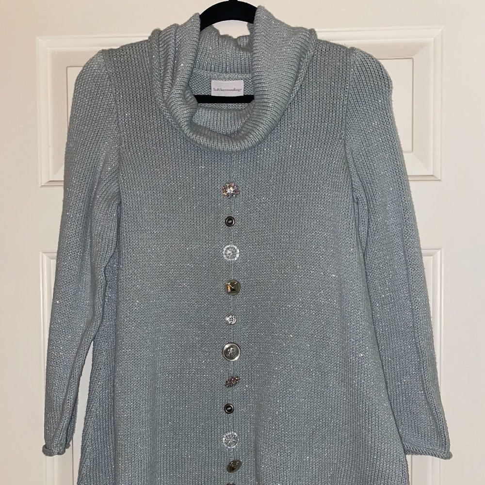 Soft Surroundings Crew Neck Puckered Seams Sweater